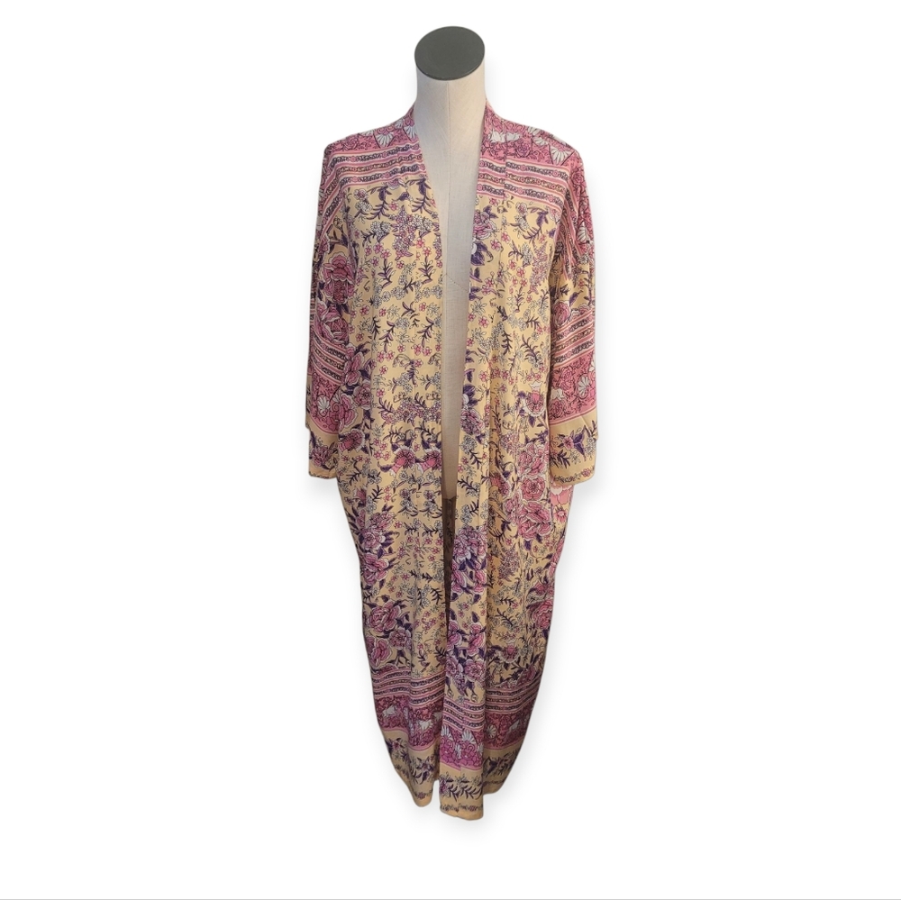 Bohemian-style Long Kimono Duster Robe - Picture 2 of 6